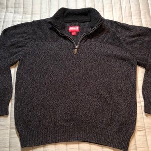 Coleman cotton sweater, faux fur at neck size Large